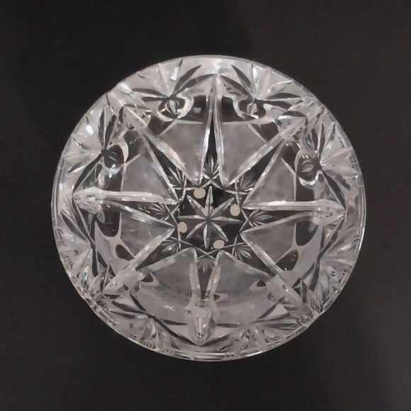 Vintage Cut Crystal Ornate Clear Glass Ashtray Heavy - Picture 5 of 8